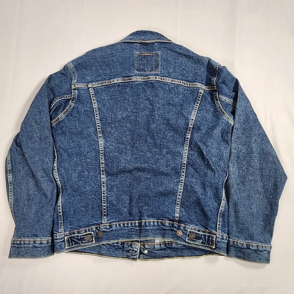 Levis Mens Denim Trucker Jacket Medium Wash Blue Cotton Jean Coat Size M - Picture 3 of 13